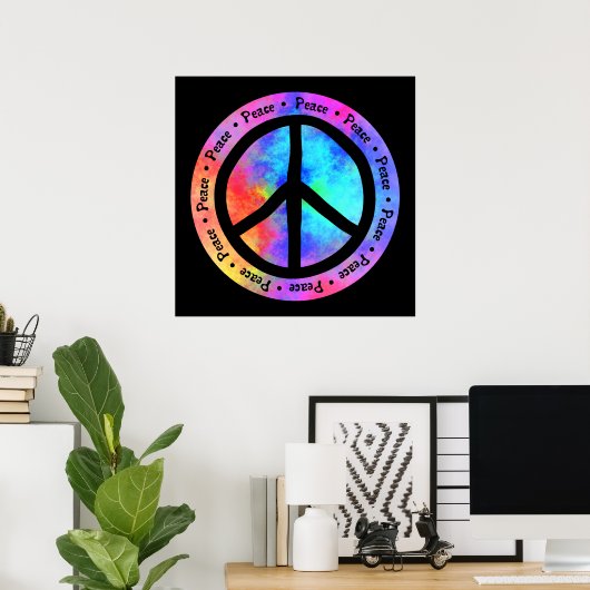 Multicolor Peace Sign-Poster Poster (Thuiskantoor)