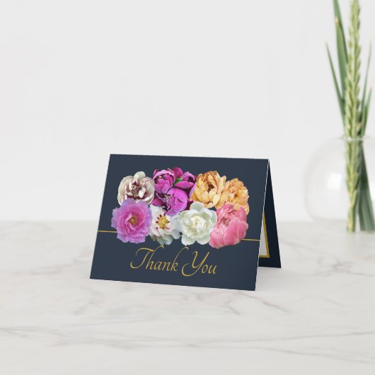 Multicolor Peonies Botanical Elegant Thank You Kaart (Voorkant)