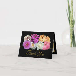 Multicolor Peonies Botanical Elegant Thank You Kaart