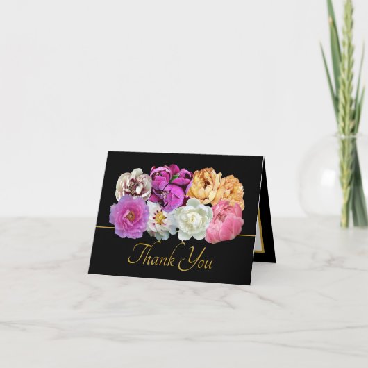 Multicolor Peonies Botanical Elegant Thank You Kaart (Voorkant)
