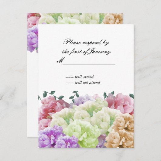 Multicolor Peonies Reply Kaart (Voorkant / Achterkant)