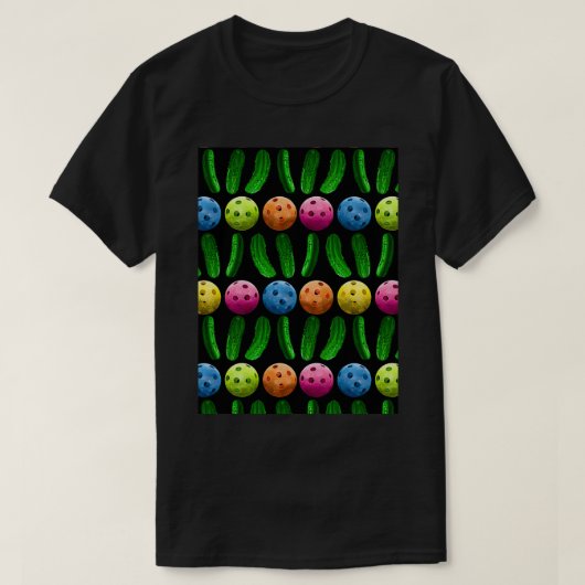 Multicolor Pickleball Pickles Patroon T-shirt (Design voorkant)