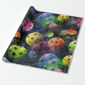 Multicolor Pickleballen Cadeaupapier (Uitgerold)