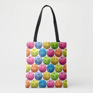 Multicolor Pickleballen op White Tote Bag