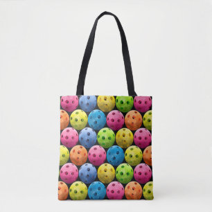 Multicolor Pickleballen op zwart Tote Bag