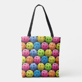Multicolor Pickleballen op zwart Tote Bag (Achterkant)