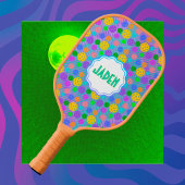 Multicolor Pickleballs Pop Art Monogram Pickleball Paddle