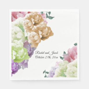 Multicolor Pioenrozen Huwelijkspapieren Servetten