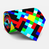 Multicolor Pixel Pattern Stropdas (Opgerold)