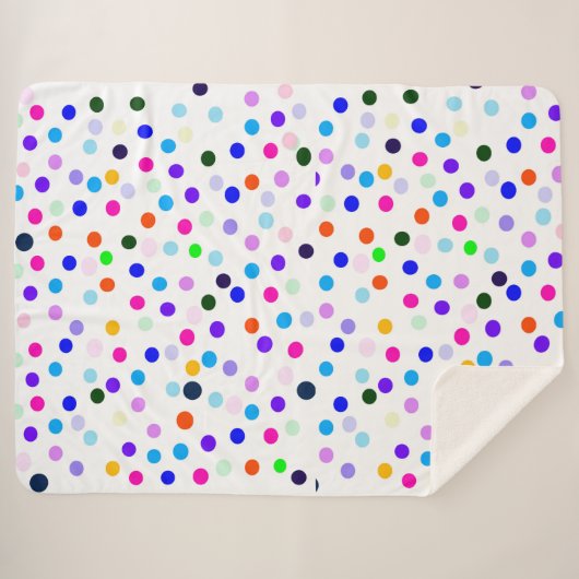 Multicolor Polka Dots Sherpa Deken (Voorkant (horizontaal))