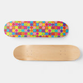 Multicolor Pop Happy Face Squares Skateboard (Horizontaal)