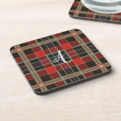 Multicolor Pset (Tartan) Monogram, Naam Aangepast Bier Onderzetter (Linkerzijde)