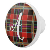 Multicolor Pset (Tartan) Monogram, Naam Aangepast Keramische Knop (Rechts)