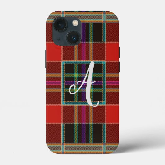 Multicolor Pset (Tartan) Monogram, naam Case-Mate iPhone Case (Achterkant)