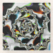 Multicolor Psychedelic Spiral Fractal Glazen Onderzetter (Voorkant)