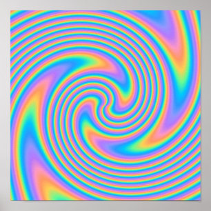 Multicolor Psychedelic Twist Swirl Pattern. Poster