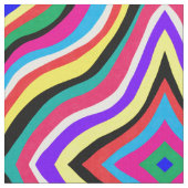 Multicolor Psychedelic Wavy Striped Rhombussen Stof (Close Up)
