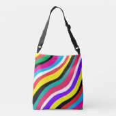 Multicolor Psychedelic Wavy Stripes Crossbody Tas (Achterkant)