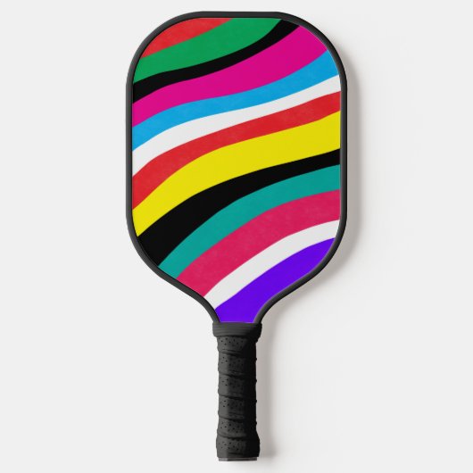 Multicolor Psychedelic Wavy Stripes Pickleball Paddle (Voorkant)