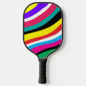 Multicolor Psychedelic Wavy Stripes Pickleball Paddle (Achterkant)
