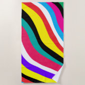 Multicolor Psychedelic Wavy Stripes Strandlaken (Voorkant)