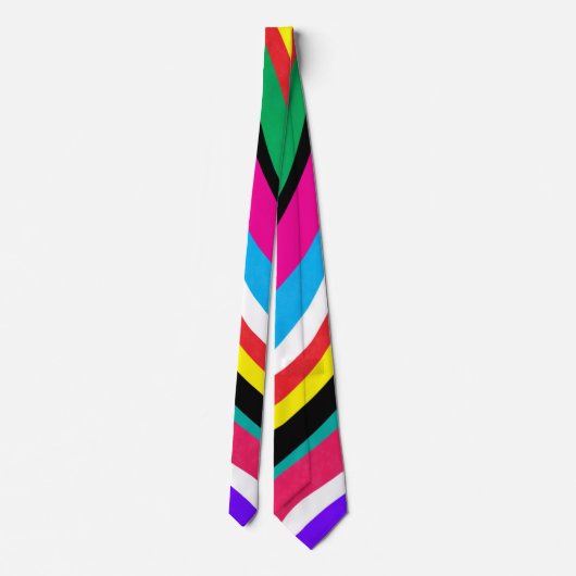 Multicolor Psychedelic Wavy Stripes Stropdas (Achterkant)
