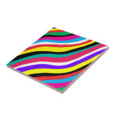 Multicolor Psychedelic Wavy Stripes Tegeltje (Zijkant)
