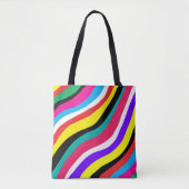 Multicolor Psychedelic Wavy Stripes Tote Bag (Voorkant)