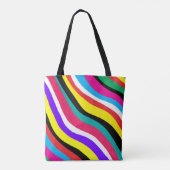 Multicolor Psychedelic Wavy Stripes Tote Bag (Achterkant)