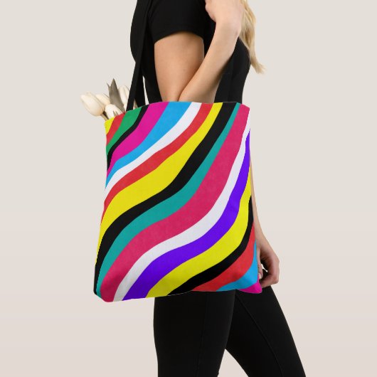 Multicolor Psychedelic Wavy Stripes Tote Bag (Dichtbij)