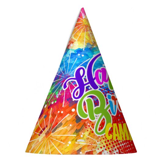 Multicolor psychedelisch Abstract (Jouw naam) Feesthoedjes (Links)