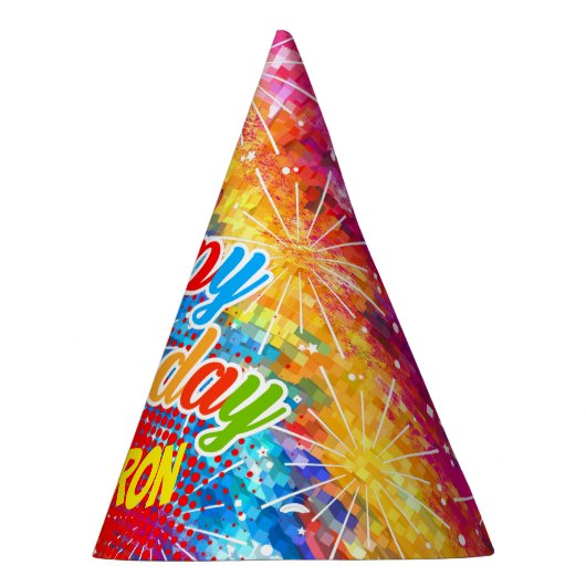 Multicolor psychedelisch Abstract (Jouw naam) Feesthoedjes (Rechts)