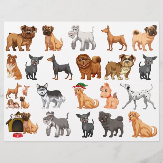 Multicolor Puppies Scrapbook Papier Flyer (Voorkant)