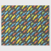 Multicolor Race Cars op Black Cadeaupapier (Vlak)