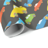 Multicolor Race Cars op Black Cadeaupapier (Rol Hoek)