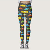 Multicolor Race Cars op Black Leggings (Voorkant)