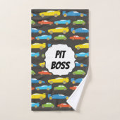 Multicolor Race Cars op zwart, speciaal ontwikkeld Bad Handdoek (Handdoek)