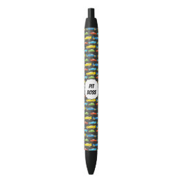 Multicolor raceauto's op zwart gepersonaliseerd zwarte inkt pen