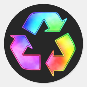 Multicolor Recycling Symboolsticker Ronde Sticker