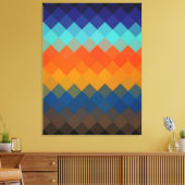 Multicolor Retro Diamond Seamless Patroon 2 Canvas Afdruk (Insitu (Woonkamer))