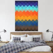 Multicolor Retro Diamond Seamless Patroon 2 Canvas Afdruk (Insitu (Slaapkamer))