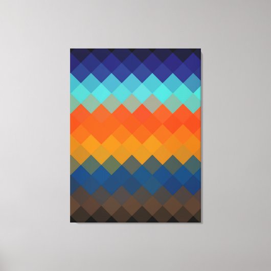 Multicolor Retro Diamond Seamless Patroon 2 Canvas Afdruk (Voorkant)
