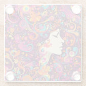 Multicolor Retro Hippie Boho style Glass Coaster Glazen Onderzetter (Achterkant)