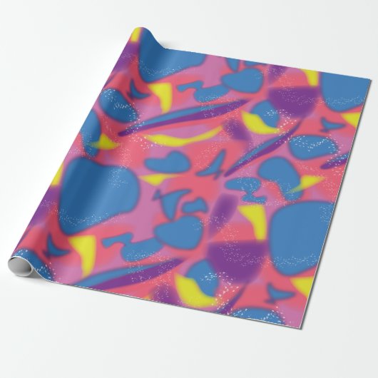 Multicolor Retro Neon Cadeaupapier (Uitgerold)