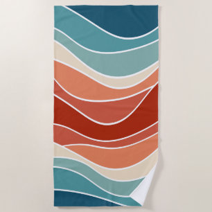 Multicolor retro stijl golven strandlaken