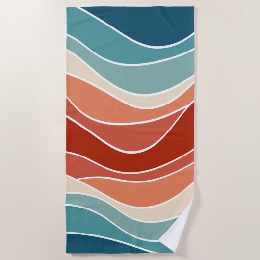 Multicolor retro stijl golven strandlaken (Voorkant)