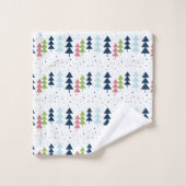 Multicolor Roze Marine Kerstboom Patroon Bad Handdoek (Wasdoekje)