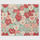 Multicolor Rustic Hart Quiltblok Cadeaupapier (Vlak)