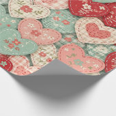Multicolor Rustic Hart Quiltblok Cadeaupapier (Hoek)