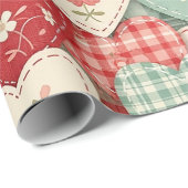 Multicolor Rustic Hart Quiltblok Cadeaupapier (Rol Hoek)